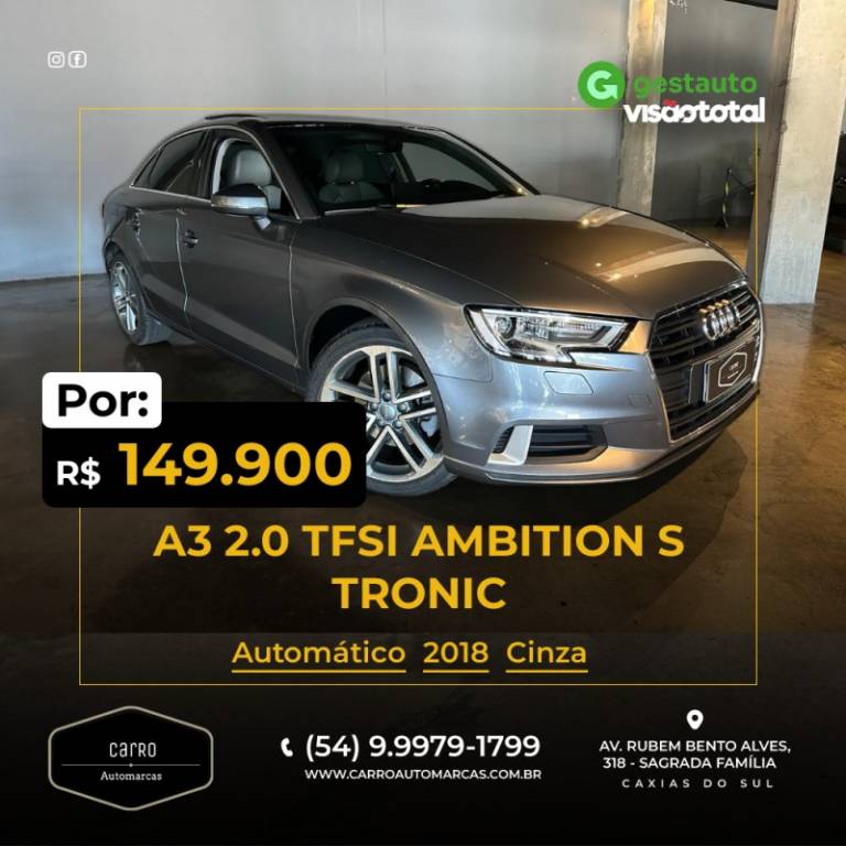 AUDI - A3 - 2018/2018 - Cinza - R$ 149.900,00